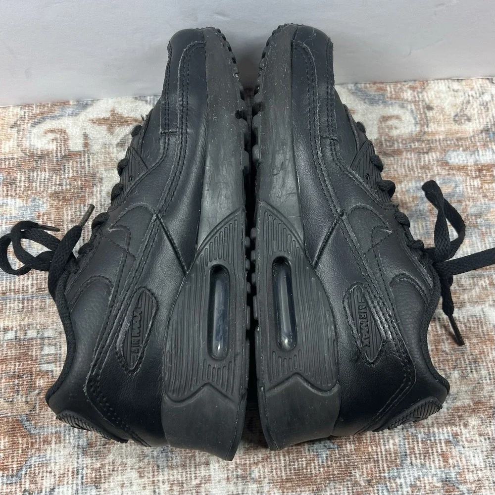 Nike Air Max 90 Sneakers Youth Kids 3Y Black‎ Leather Running Shoes CD6867-001
